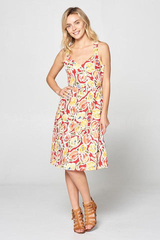 Sleeveless Print Dress - BE LOGO