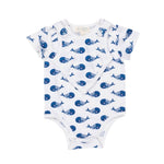 Smart Short Sleeve Bodysuit + Bib - Blue Whale - Beaming Expressions