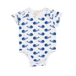 Smart Short Sleeve Bodysuit + Bib - Blue Whale - Beaming Expressions