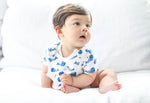 Smart Short Sleeve Bodysuit + Bib - Blue Whale - Beaming Expressions