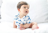 Smart Short Sleeve Bodysuit + Bib - Blue Whale - Beaming Expressions