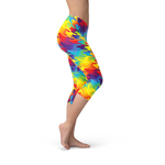 Womens Rainbow Houndstooth Capri Leggings - Beaming Expressions