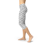 Womens Black and White Dice Capri Leggings - Beaming Expressions