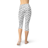 Womens Black and White Dice Capri Leggings - Beaming Expressions
