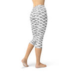 Womens Black and White Dice Capri Leggings - Beaming Expressions