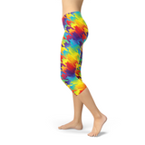 Womens Rainbow Houndstooth Capri Leggings - Beaming Expressions