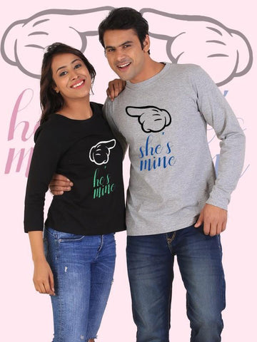 He's Mine, She's Mine Couple Full Sleeves - BE LOGO