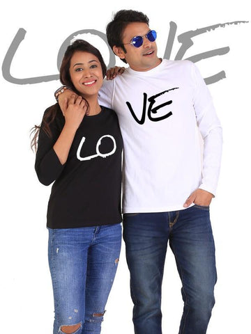 LOVE Couple Full Sleeves Black & White - Beaming Expressions