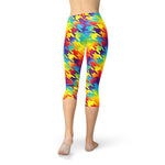 Womens Rainbow Houndstooth Capri Leggings - Beaming Expressions