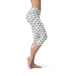 Womens Black and White Dice Capri Leggings - Beaming Expressions