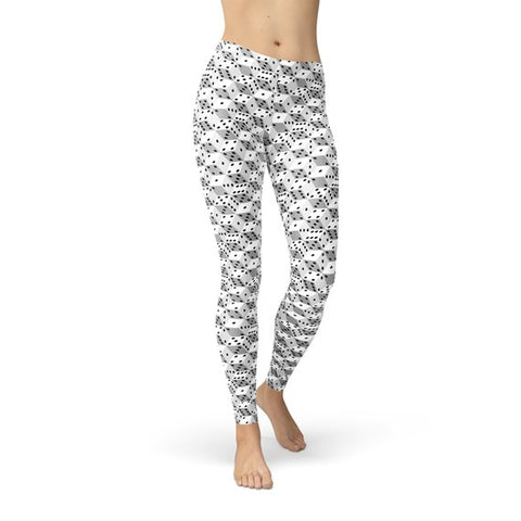 Womens Black and White Dice Leggings - Beaming Expressions