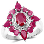 3.04 Carat Glass Filled Ruby .925 Sterling Silver Ring - Beaming Expressions