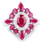 3.04 Carat Glass Filled Ruby .925 Sterling Silver Ring - Beaming Expressions