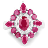 3.04 Carat Glass Filled Ruby .925 Sterling Silver Ring - Beaming Expressions