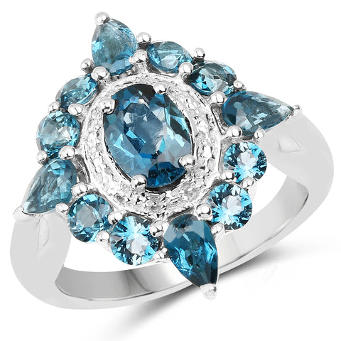 2.99 Carat Genuine London Blue Topaz .925 Sterling Silver Ring - Beaming Expressions