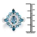 2.99 Carat Genuine London Blue Topaz .925 Sterling Silver Ring - Beaming Expressions