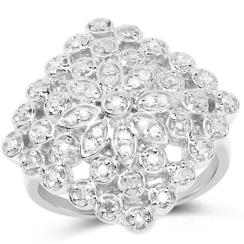 0.33 Carat Genuine White Diamond .925 Sterling Silver Ring - Beaming Expressions