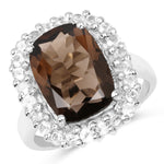 6.44 Carat Genuine Smoky Quartz & White Topaz .925 Sterling Silver - Beaming Expressions