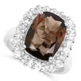 6.44 Carat Genuine Smoky Quartz & White Topaz .925 Sterling Silver - Beaming Expressions