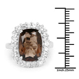 6.44 Carat Genuine Smoky Quartz & White Topaz .925 Sterling Silver - Beaming Expressions