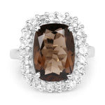 6.44 Carat Genuine Smoky Quartz & White Topaz .925 Sterling Silver - Beaming Expressions