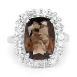 6.44 Carat Genuine Smoky Quartz & White Topaz .925 Sterling Silver - Beaming Expressions