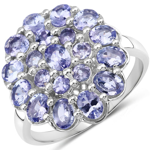 2.70 Carat Genuine Tanzanite .925 Sterling Silver Ring - Beaming Expressions