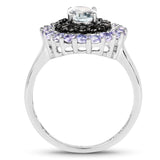 "1.77 Carat Genuine Aquamarine, Black Spinel and Tanzanite .925 - Beaming Expressions