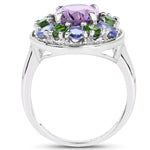 3.89 Carat Genuine Amethyst, Tanzanite & Chrome Diopside .925 Sterling - Beaming Expressions
