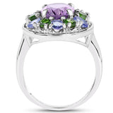 3.89 Carat Genuine Amethyst, Tanzanite & Chrome Diopside .925 Sterling - Beaming Expressions