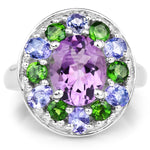3.89 Carat Genuine Amethyst, Tanzanite & Chrome Diopside .925 Sterling - Beaming Expressions