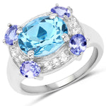 "4.13 Carat Genuine Swiss Blue Topaz, Tanzanite & White Topaz .925 - Beaming Expressions