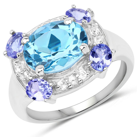 "4.13 Carat Genuine Swiss Blue Topaz, Tanzanite & White Topaz .925 - Beaming Expressions