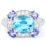 "4.13 Carat Genuine Swiss Blue Topaz, Tanzanite & White Topaz .925 - Beaming Expressions