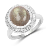 5.43 Carat Genuine Labradorite and White Topaz .925 Sterling Silver - Beaming Expressions