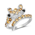 1.00 Carat Genuine Citrine & Black Spinel .925 Sterling Silver Ring - Beaming Expressions