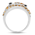 1.00 Carat Genuine Citrine & Black Spinel .925 Sterling Silver Ring - Beaming Expressions