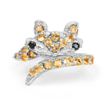 1.00 Carat Genuine Citrine & Black Spinel .925 Sterling Silver Ring - Beaming Expressions