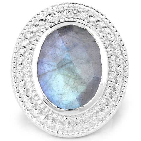 7.00 Carat Genuine Labradorite .925 Sterling Silver Ring - Beaming Expressions