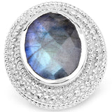 7.00 Carat Genuine Labradorite .925 Sterling Silver Ring - Beaming Expressions