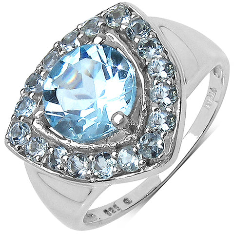 2.97 Carat Genuine Blue Topaz .925 Sterling Silver Ring - Beaming Expressions
