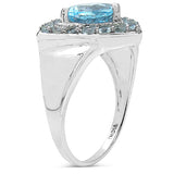 2.97 Carat Genuine Blue Topaz .925 Sterling Silver Ring - Beaming Expressions