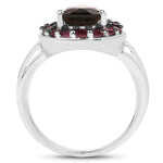 2.47 Carat Genuine Smoky Quartz and Rhodolite .925 Sterling Silver - Beaming Expressions