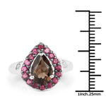 2.47 Carat Genuine Smoky Quartz and Rhodolite .925 Sterling Silver - Beaming Expressions