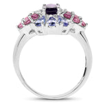 1.77 Carat Genuine Amethyst, Tanzanite and Rhodolite .925 Sterling - Beaming Expressions
