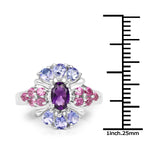 1.77 Carat Genuine Amethyst, Tanzanite and Rhodolite .925 Sterling - Beaming Expressions