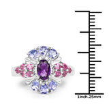1.77 Carat Genuine Amethyst, Tanzanite and Rhodolite .925 Sterling - Beaming Expressions