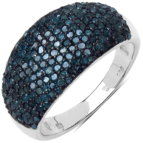 0.99 Carat Genuine Blue Diamond Sterling Silver Ring - Beaming Expressions