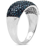 0.99 Carat Genuine Blue Diamond Sterling Silver Ring - Beaming Expressions