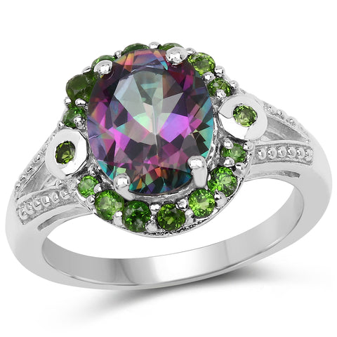 3.92 Carat Genuine Mystic Quartz& Chrome Diopside .925 Sterling Silver - Beaming Expressions